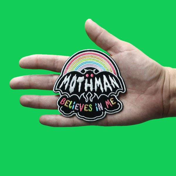 Mothman Believes in Me Rainbow Patch Folklore Mythology Legend Embroidered Iron On Supply - Image 2