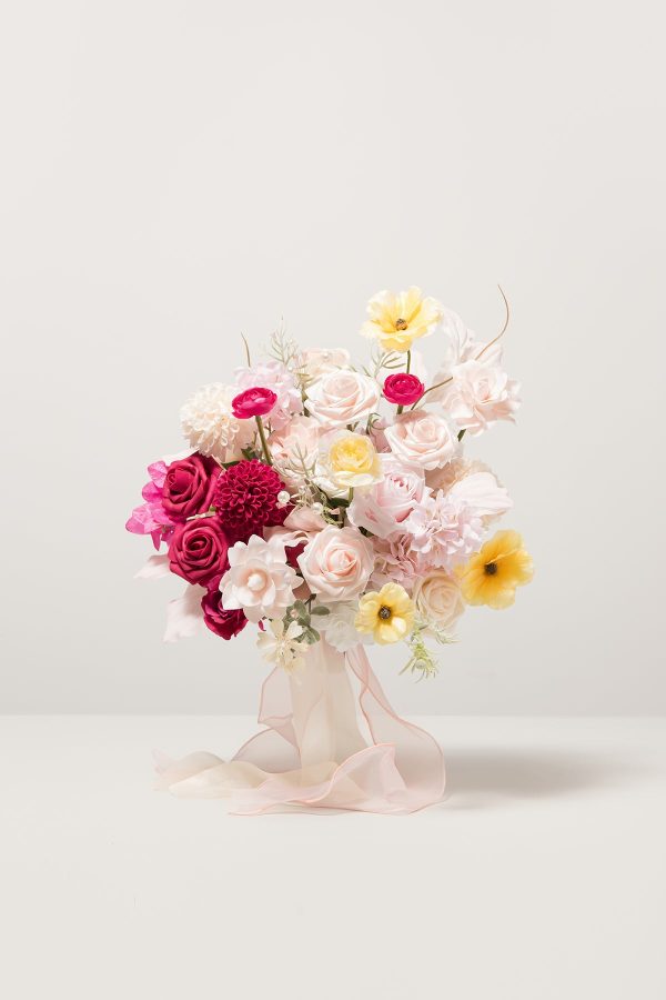 Small Free-Form Bridal Bouquet in Passionate Pink & Blush For Sale