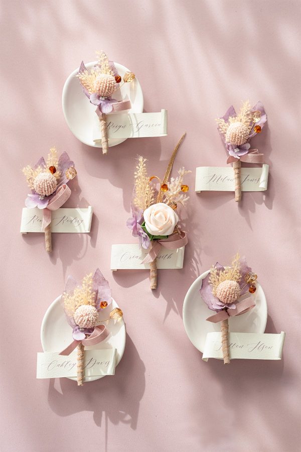 Boutonnieres in Lavender Aster & Burnt Orange Online Sale - Image 2