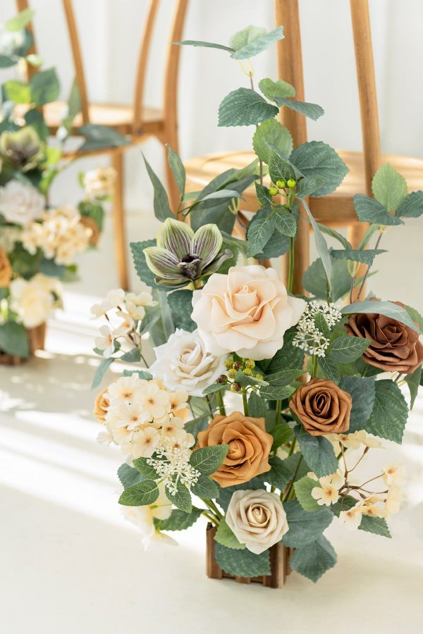 Wedding Aisle Runner Flower Arrangements in Sunny Peach & Apricot on Sale - Image 4