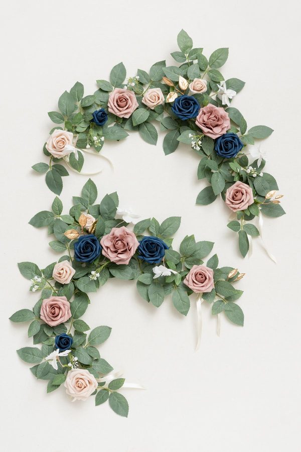 2ft Flower Garlands in Dusty Rose & Navy For Sale - Image 4