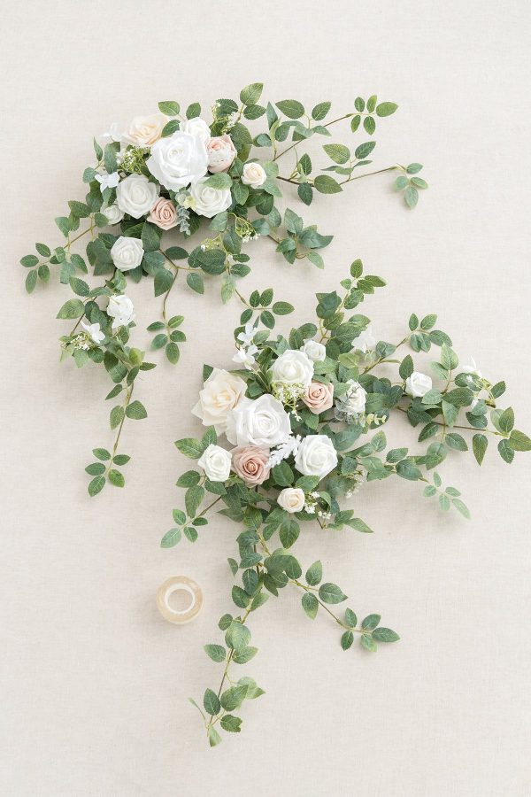 Sweetheart Table Floral Swags in White & Sage Discount - Image 5