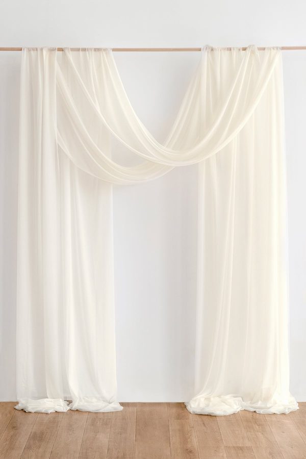 2 Panels Sheer Wedding Arch Draping 30  w x 32ft Sale - Image 2