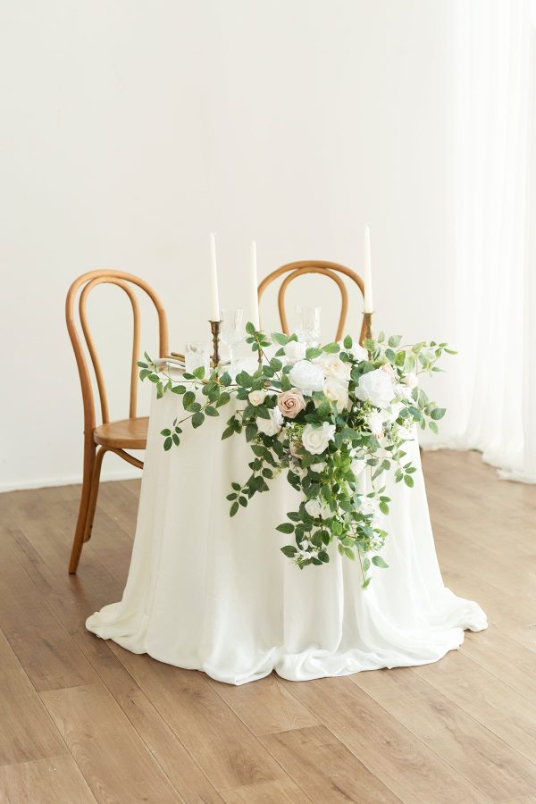 Sweetheart Table Floral Swags in White & Sage Discount - Image 3