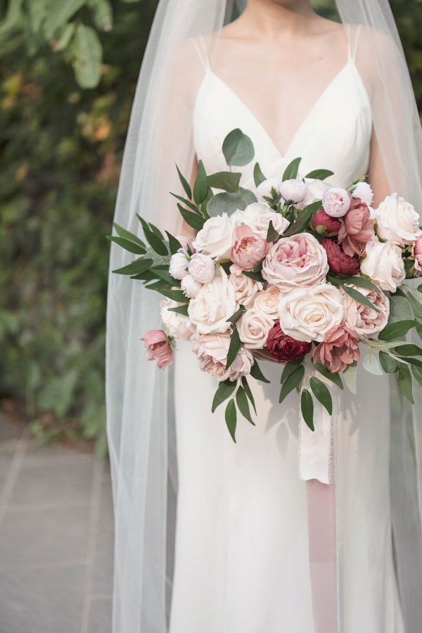 3.5  Silk Austin Rose & 3  Cabbage Rose with Stem Hot on Sale - Image 2
