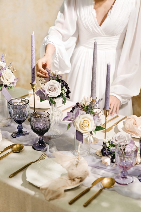 Mini Premade Flower Centerpiece Set in French Lavender & Plum Online now