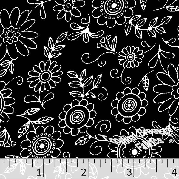 Poly Cotton Doodle Floral Print Fabric 5763 Hot on Sale - Image 2