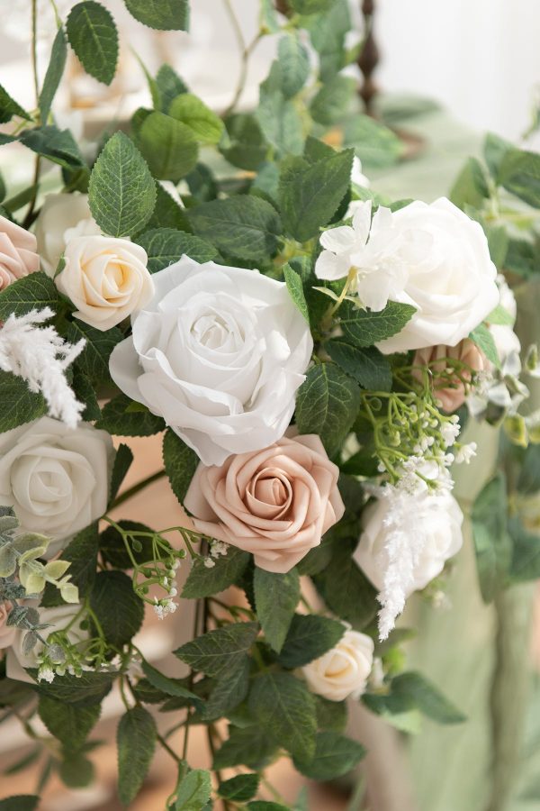 Sweetheart Table Floral Swags in White & Sage Discount - Image 4