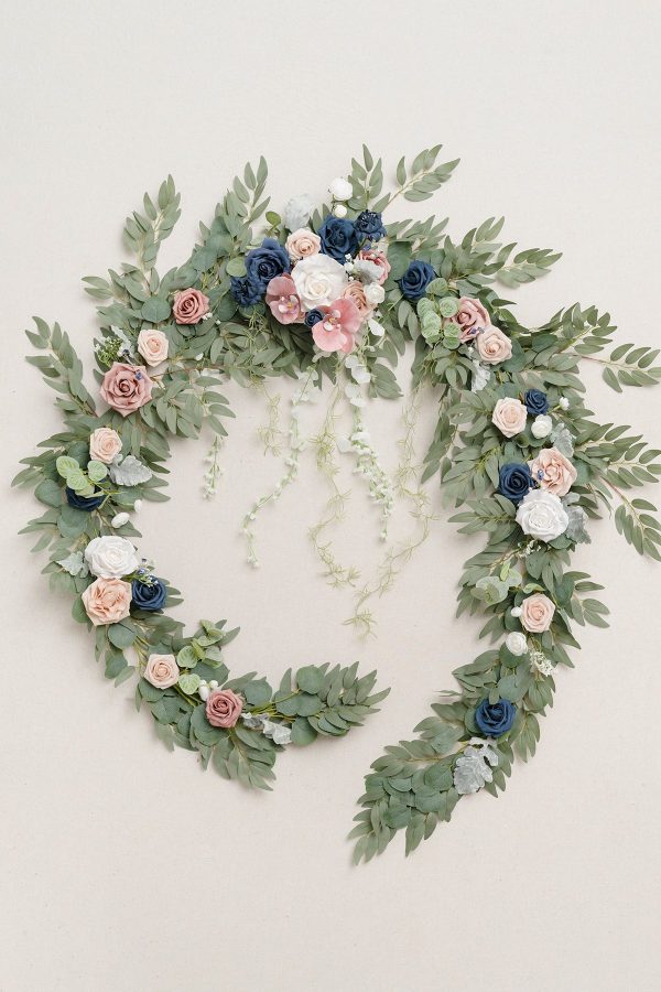 9ft Head Table Flower Garland in Dusty Rose & Navy For Discount - Image 5