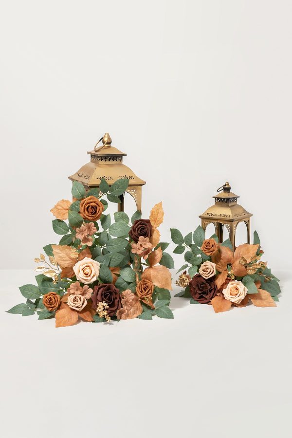 Lantern Flower Garlands in Caramel & Walnut Brown Hot on Sale