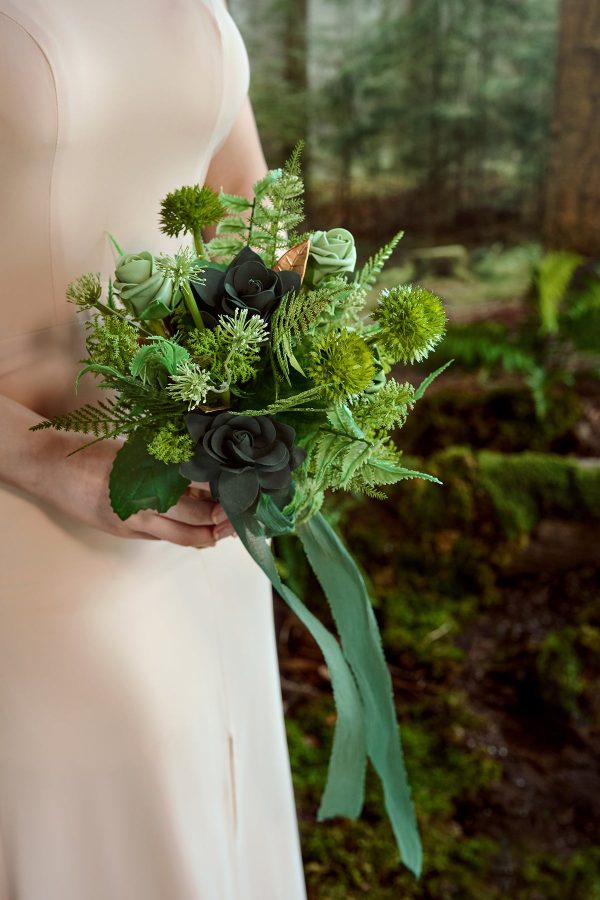 Bridesmaid Bouquet in Forest Green & Gold | Clearance For Discount - Image 5