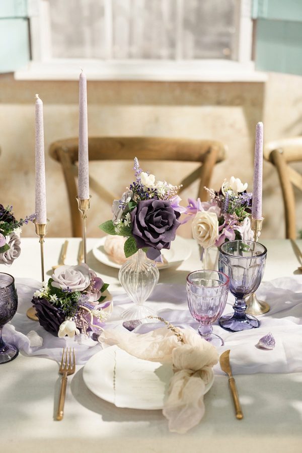 Mini Premade Flower Centerpiece Set in French Lavender & Plum Online now - Image 4