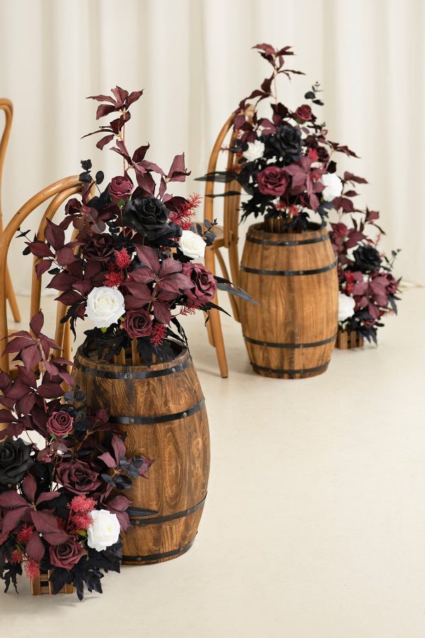 Wedding Aisle Runner Flower Arrangements in Moody Burgundy & Black Online - Image 3