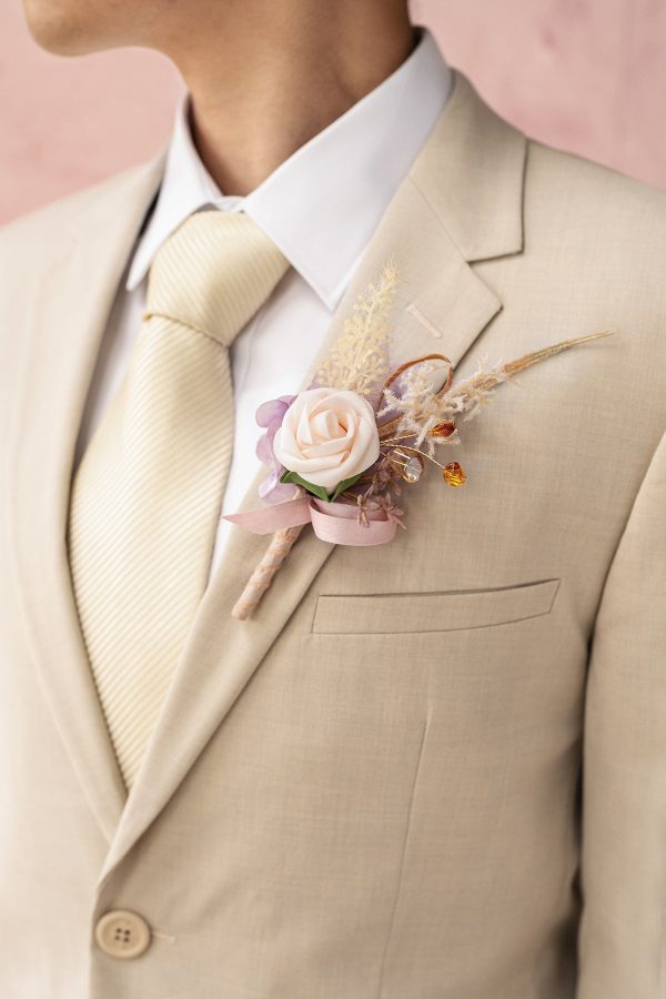 Boutonnieres in Lavender Aster & Burnt Orange Online Sale - Image 3