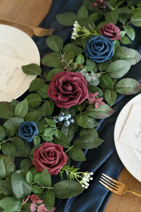 5ft Flower Garland in Burgundy & Navy Sale - Image 5