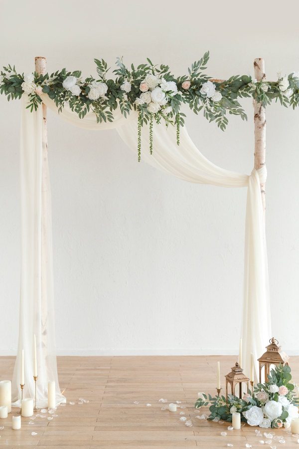 9ft Head Table Flower Garland in White & Sage For Sale - Image 4