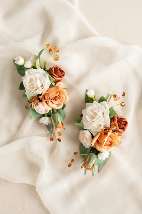 Shoulder Corsages in Sunset Terracotta For Sale - Image 2