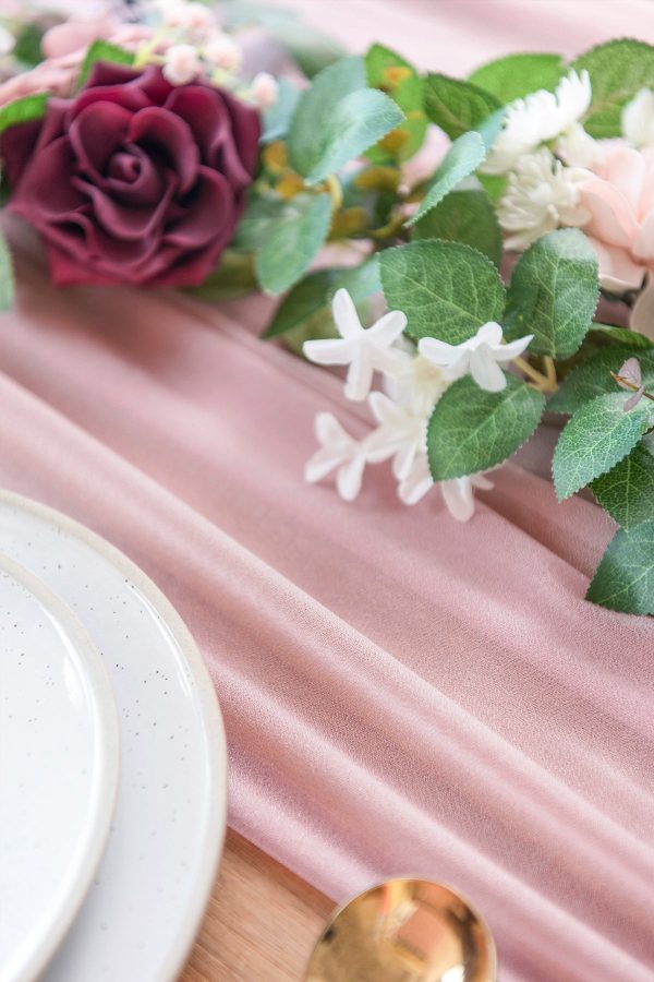 Romantic Sheer Table Runner 29 w x 10ft 14ft For Sale - Image 5
