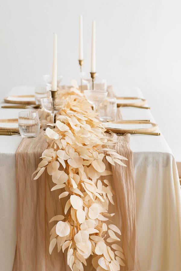 6ft Eucalyptus and Willow Leaf Greenery Garland in White & Beige on Sale - Image 2