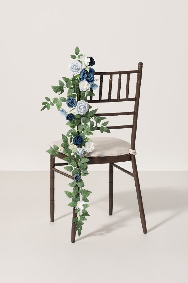 Wedding Hanging Chair Back Decoration in Dusty Blue & Navy Hot on Sale