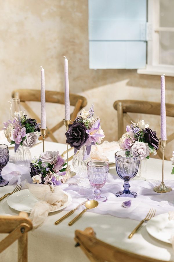 Mini Premade Flower Centerpiece Set in French Lavender & Plum Online now - Image 3