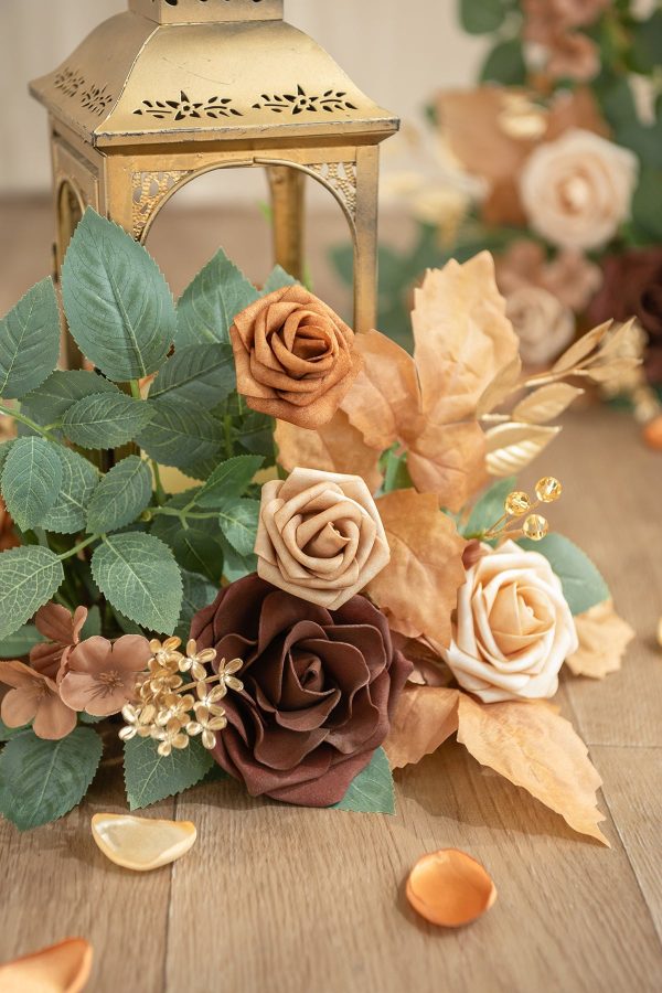 Lantern Flower Garlands in Caramel & Walnut Brown Hot on Sale - Image 3