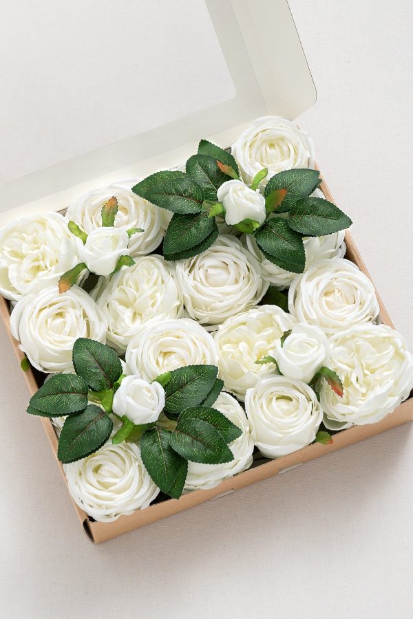 3.5  Silk Austin Rose & 3  Cabbage Rose with Stem Hot on Sale - Image 5