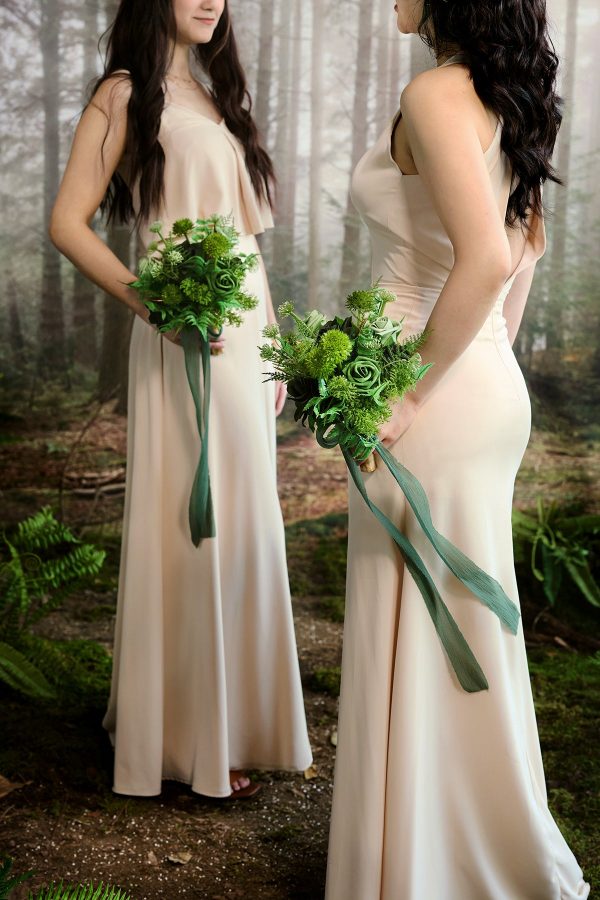 Bridesmaid Bouquet in Forest Green & Gold | Clearance For Discount - Image 2