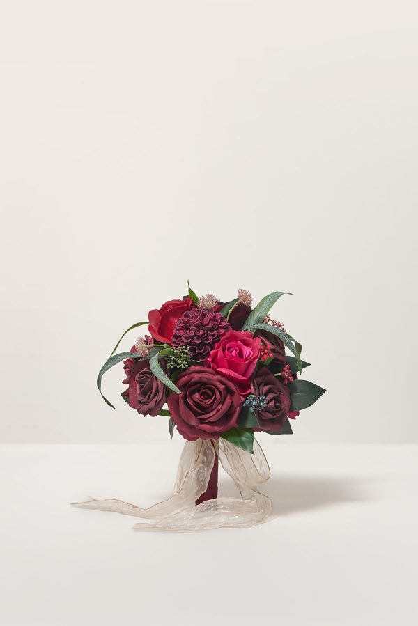 Round Bridesmaid Bouquets in Bordeaux Red & Wine on Sale