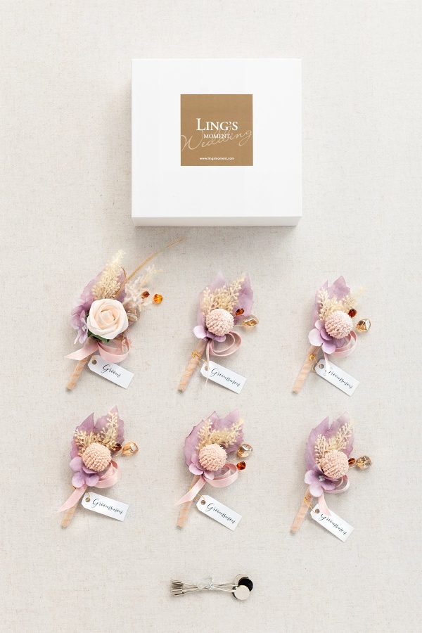 Boutonnieres in Lavender Aster & Burnt Orange Online Sale - Image 5