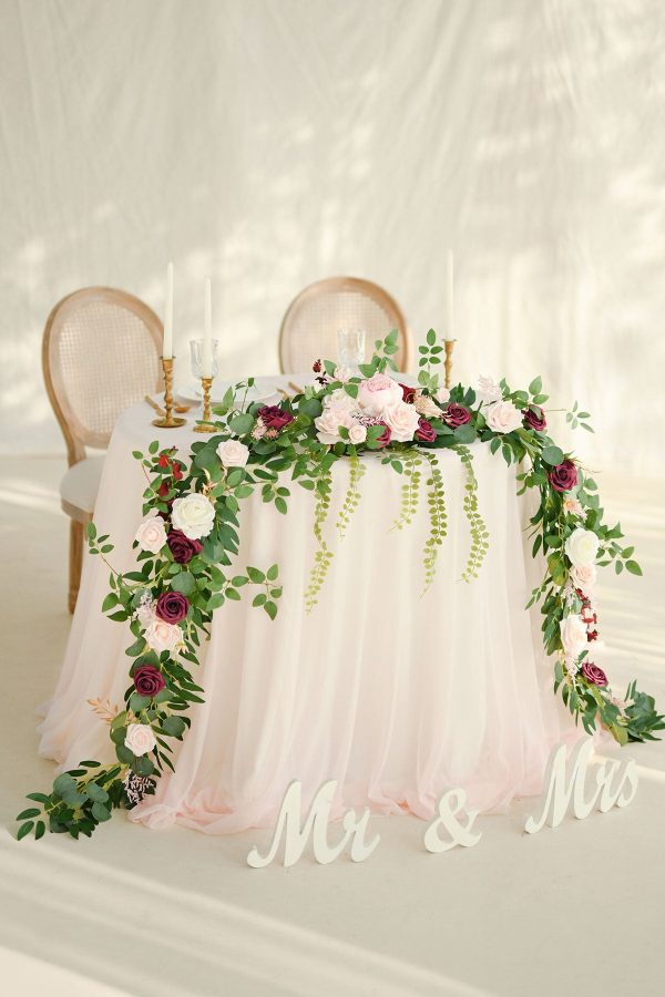 9ft Head Table Flower Garland in Romantic Marsala Sale - Image 3