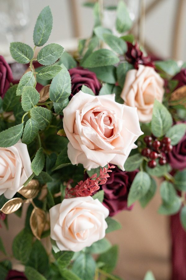 Sweetheart Table Floral Swags in Romantic Marsala Fashion - Image 4