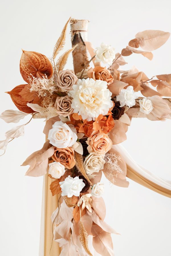 Flower Arch Decor with Drapes in Rust & Sepia | Clearance Discount - Image 2