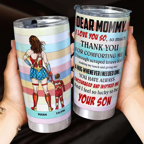 Personalized Gifts For Mom Tumbler Superhero Mom And Kid 01ACTI110325PA Cheap